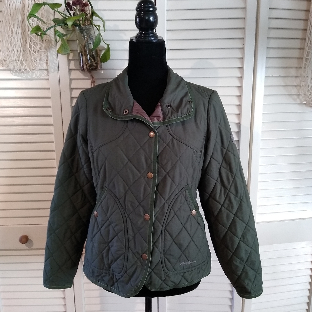 NWOT Eddie Bauer Green Quilted Jacket Sport Shop PS Petite